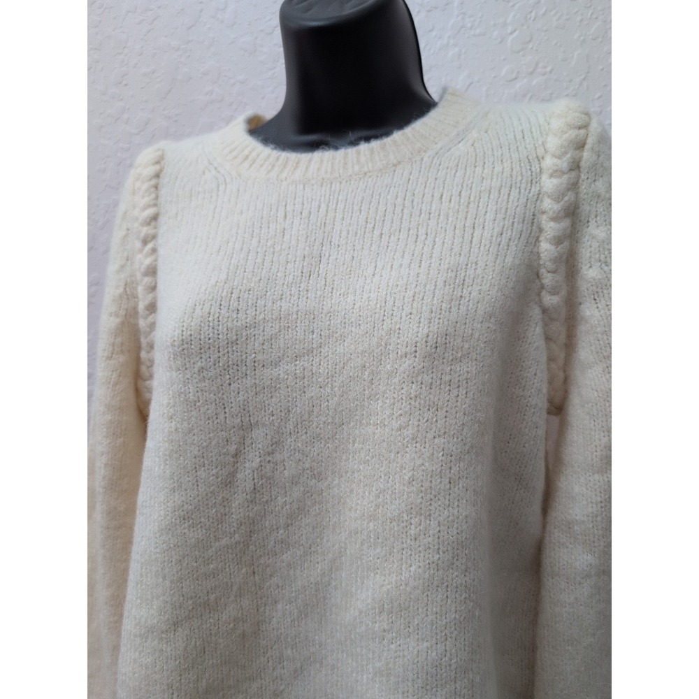 French Connection Women's Braided Jumper Sweater Cream‎ Size Medium NWT